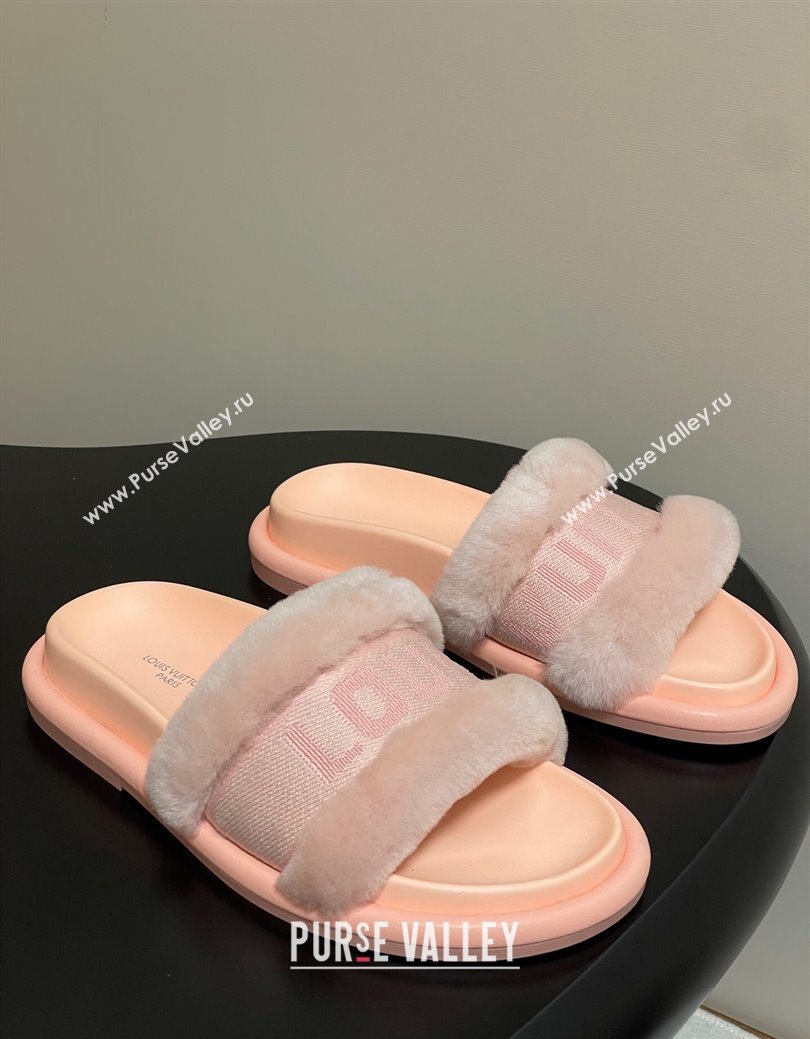 Louis Vuitton Wool and Fabric Flat Slides Sandal Light Pink 2025 LV082904 (MD-250829103)