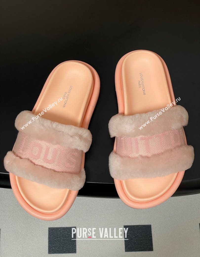 Louis Vuitton Wool and Fabric Flat Slides Sandal Light Pink 2025 LV082904 (MD-250829103)
