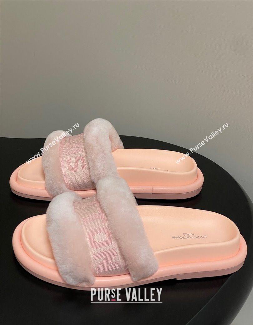 Louis Vuitton Wool and Fabric Flat Slides Sandal Light Pink 2025 LV082904 (MD-250829103)