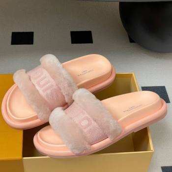 Louis Vuitton Wool and Fabric Flat Slides Sandal Light Pink 2025 LV082904 (MD-250829103)