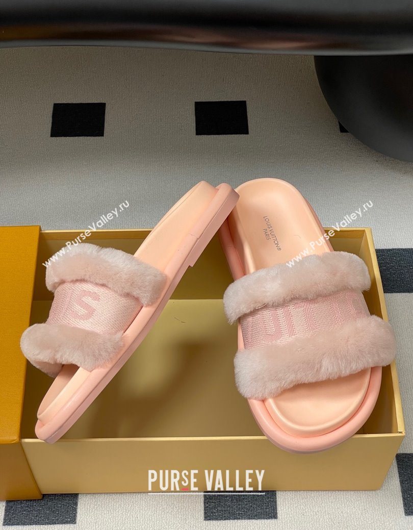 Louis Vuitton Wool and Fabric Flat Slides Sandal Light Pink 2025 LV082904 (MD-250829103)