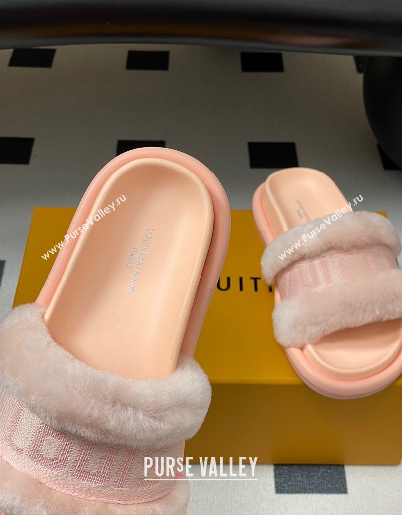 Louis Vuitton Wool and Fabric Flat Slides Sandal Light Pink 2025 LV082904 (MD-250829103)