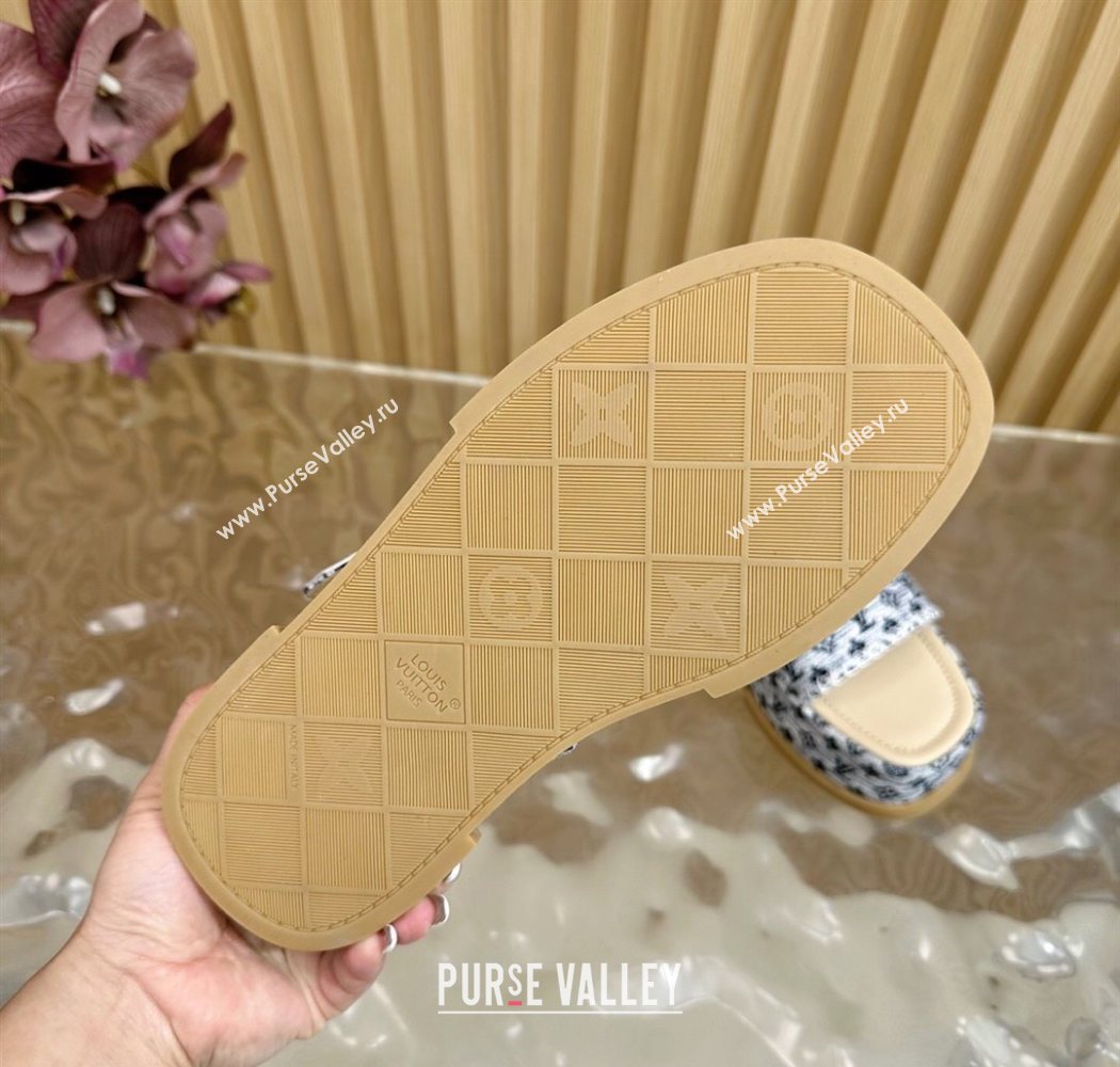 Louis Vuitton Maya Platform Sandals 7cm in Monogram Jacquard Grey 2025 1AHNOK (MD-250829130)
