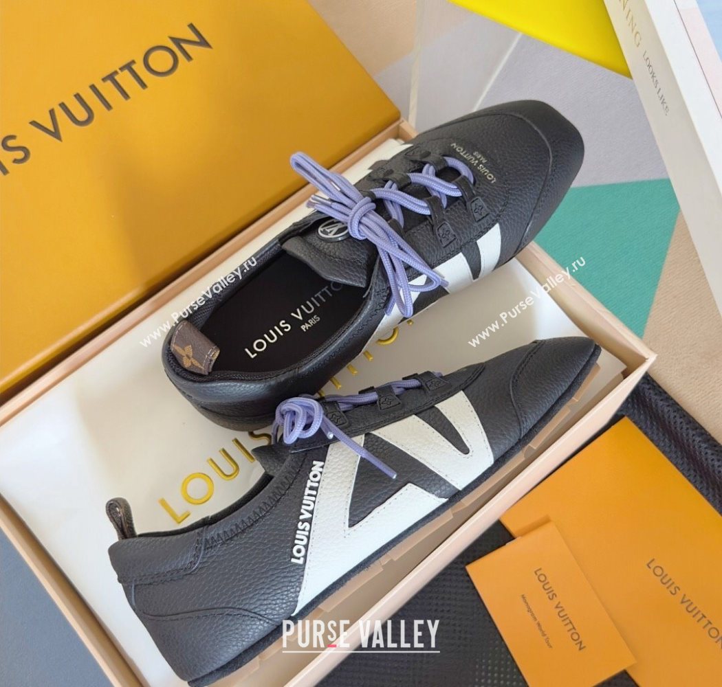 Louis Vuitton LV Sneakerina Sneakers Ballerina in Grained Leather Dark Blue 2025 1AHOJD (MD-250829075)