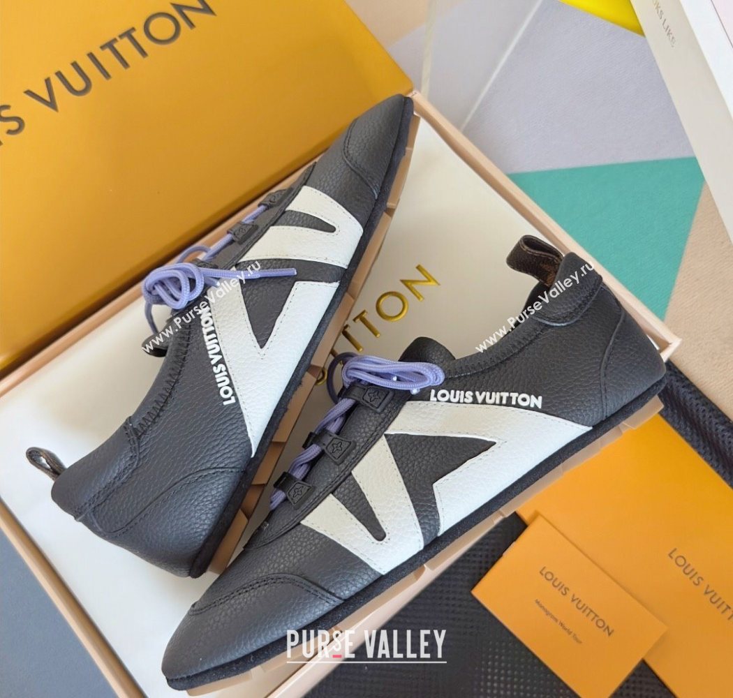 Louis Vuitton LV Sneakerina Sneakers Ballerina in Grained Leather Dark Blue 2025 1AHOJD (MD-250829075)