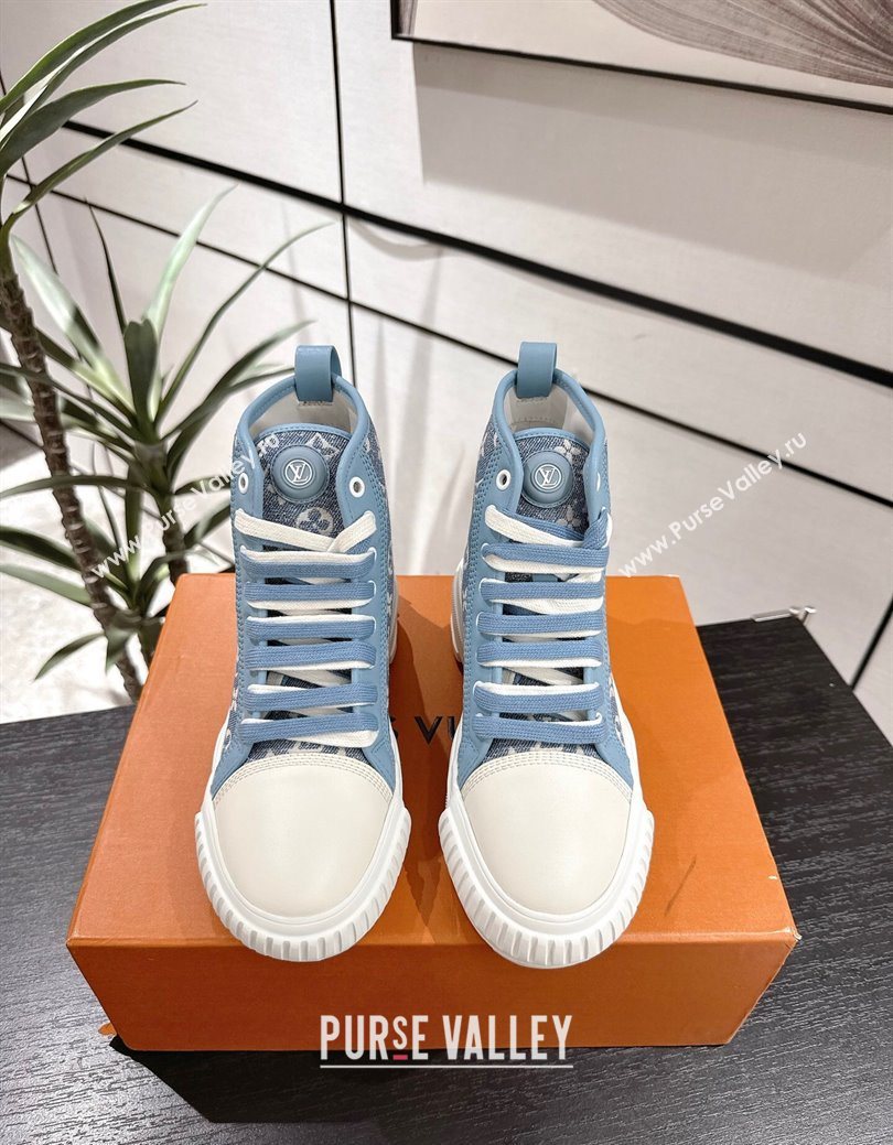 Louis Vuitton Monogram Jacquemus High Top Sneakers Light Blue 2025 LV082903 (MD-250829051)
