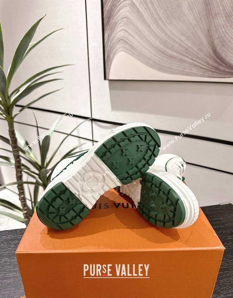 Louis Vuitton Canvas and Leather High Top Sneakers White/Green 2025 LV082902 (MD-250829039)