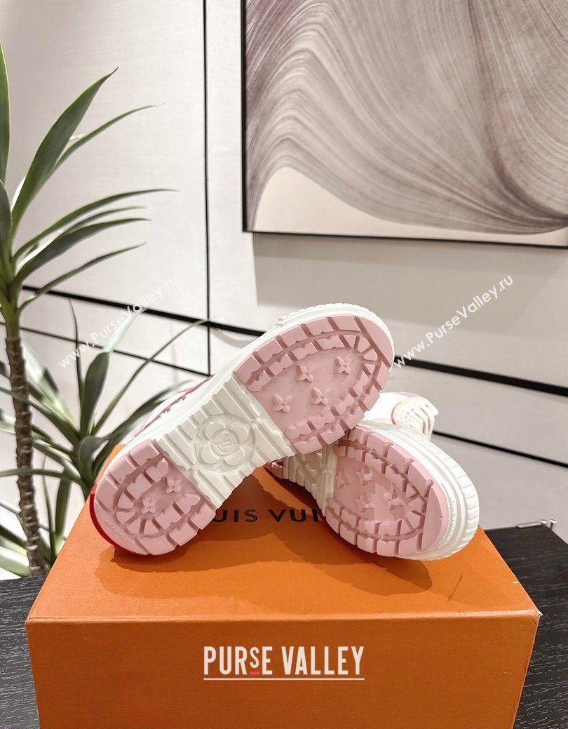 Louis Vuitton Canvas and Leather High Top Sneakers White/Pink 2025 LV082902 (MD-250829040)