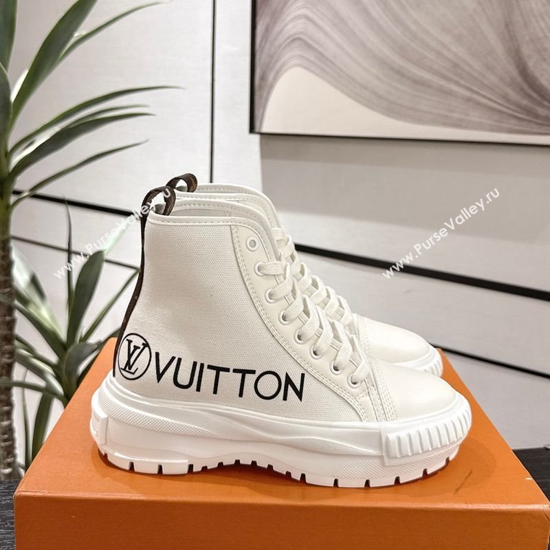 Louis Vuitton Canvas and Leather High Top Sneakers White2 2025 LV082902 (MD-250829041)