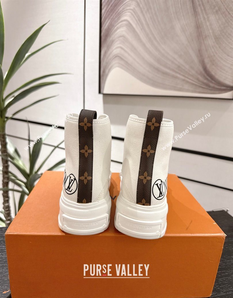 Louis Vuitton Canvas and Leather High Top Sneakers White2 2025 LV082902 (MD-250829041)