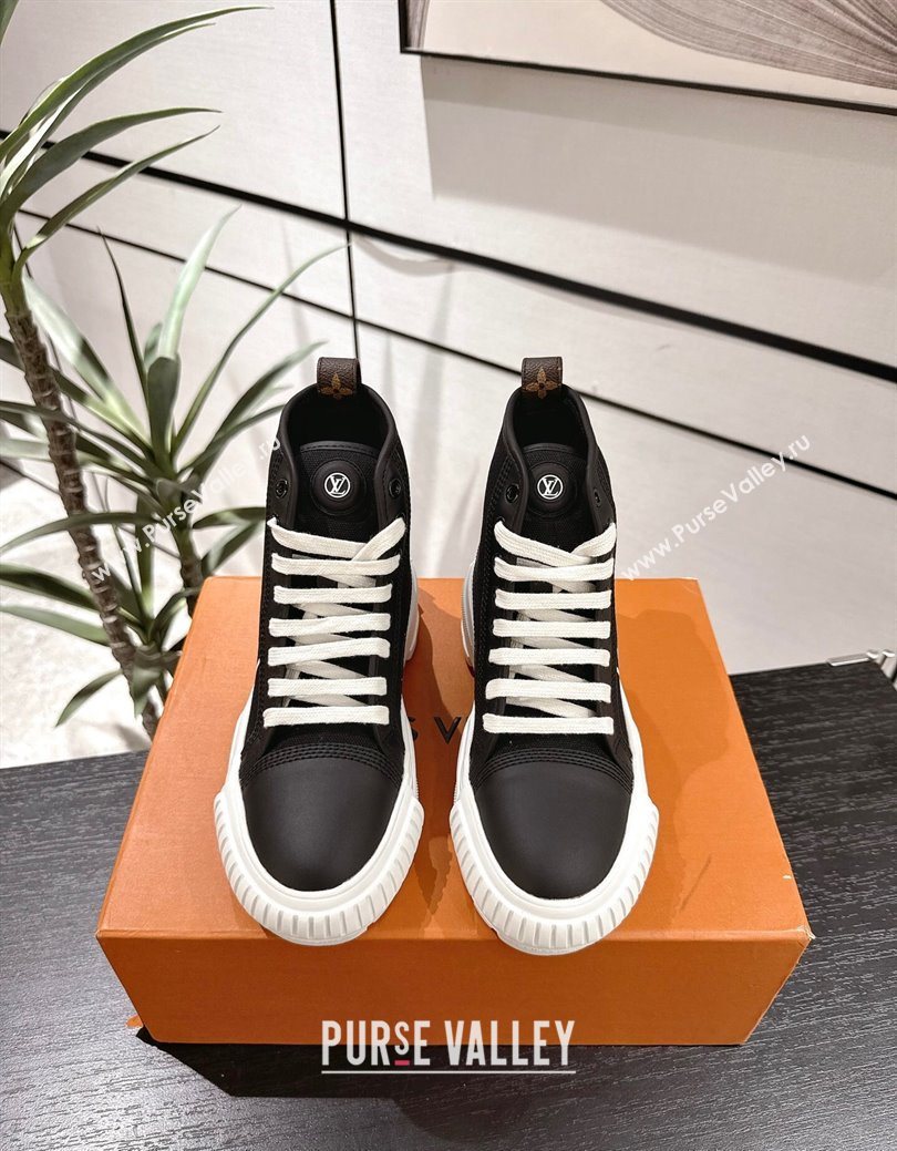 Louis Vuitton Canvas and Leather High Top Sneakers Black2 2025 LV082902 (MD-250829042)