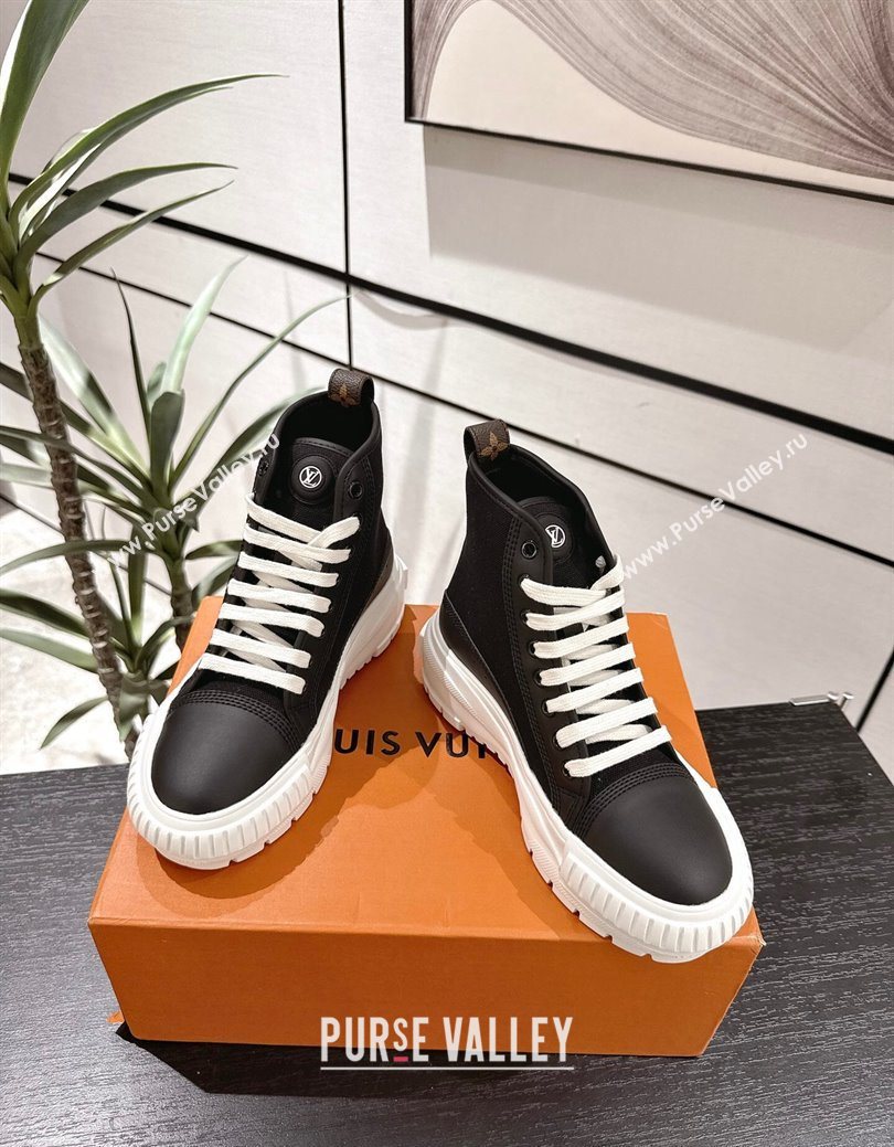 Louis Vuitton Canvas and Leather High Top Sneakers Black2 2025 LV082902 (MD-250829042)