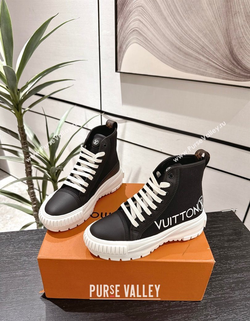 Louis Vuitton Canvas and Leather High Top Sneakers Black2 2025 LV082902 (MD-250829042)