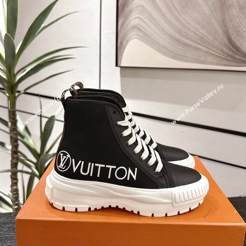 Louis Vuitton Canvas and Leather High Top Sneakers Black2 2025 LV082902 (MD-250829042)