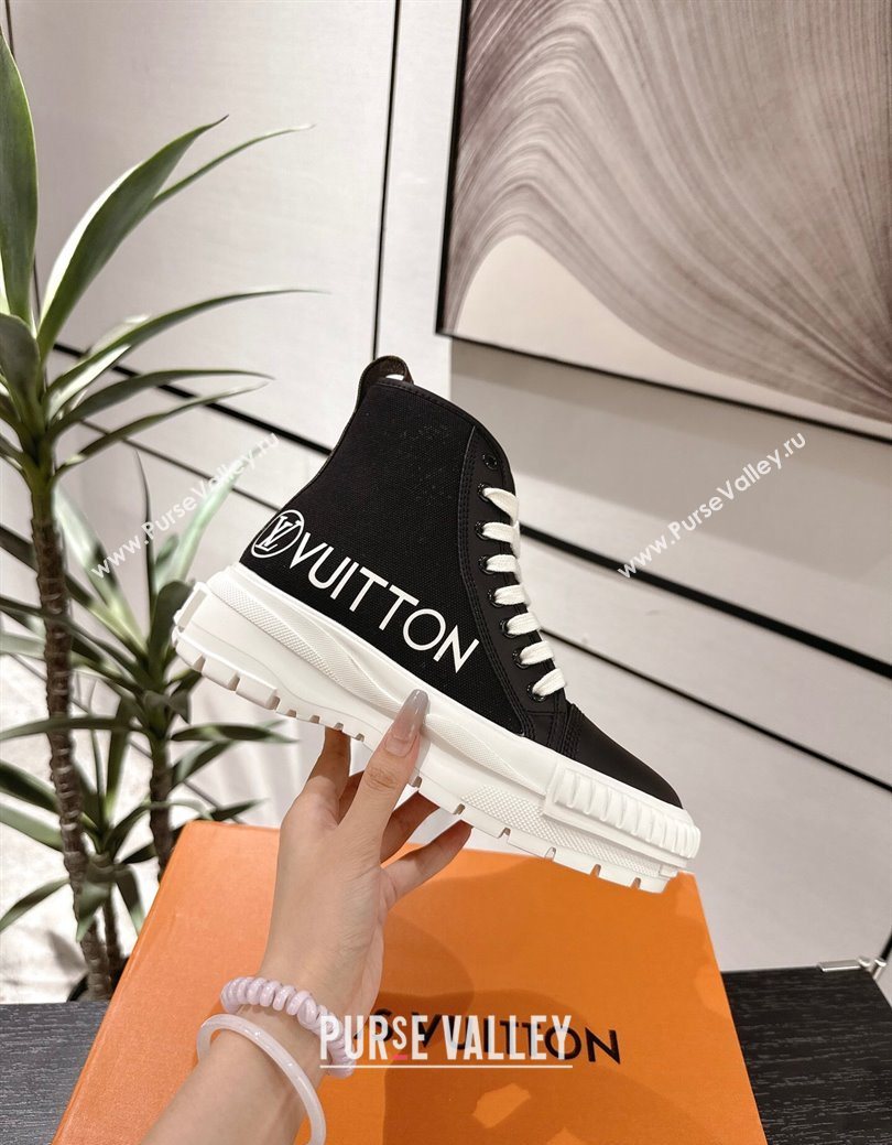 Louis Vuitton Canvas and Leather High Top Sneakers Black2 2025 LV082902 (MD-250829042)