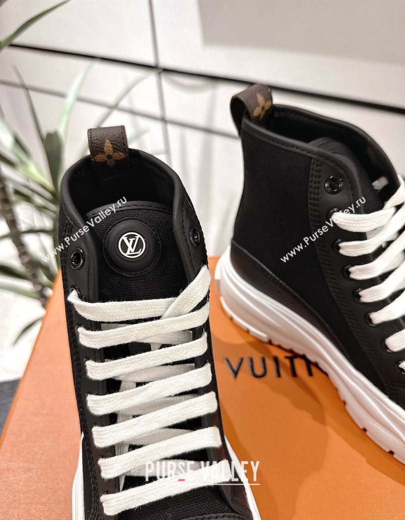 Louis Vuitton Canvas and Leather High Top Sneakers Black2 2025 LV082902 (MD-250829042)