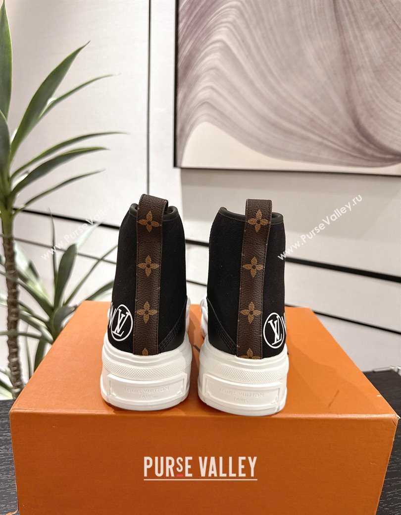 Louis Vuitton Canvas and Leather High Top Sneakers Black2 2025 LV082902 (MD-250829042)