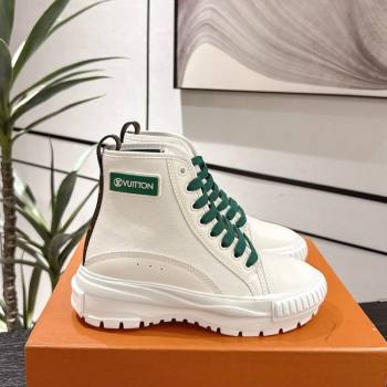 Louis Vuitton Canvas and Leather High Top Sneakers White/Green 2025 LV082903 (MD-250829044)