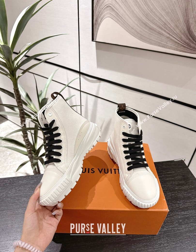 Louis Vuitton Canvas and Leather High Top Sneakers White/Black 2025 LV082903 (MD-250829046)
