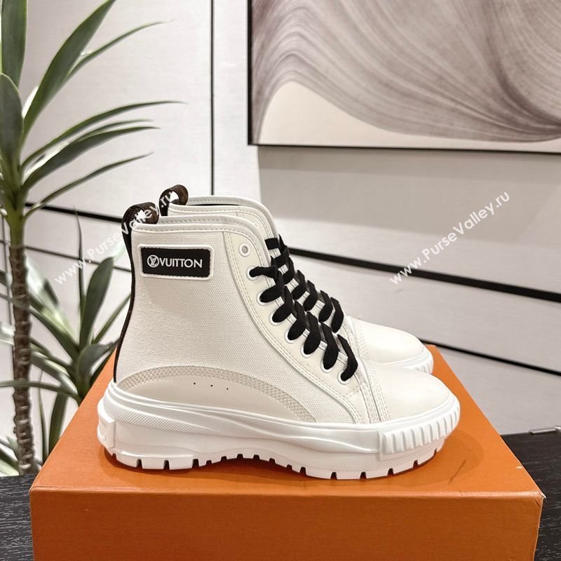Louis Vuitton Canvas and Leather High Top Sneakers White/Black 2025 LV082903 (MD-250829046)