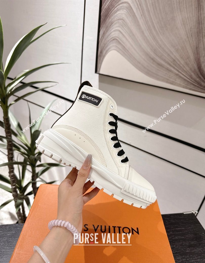 Louis Vuitton Canvas and Leather High Top Sneakers White/Black 2025 LV082903 (MD-250829046)