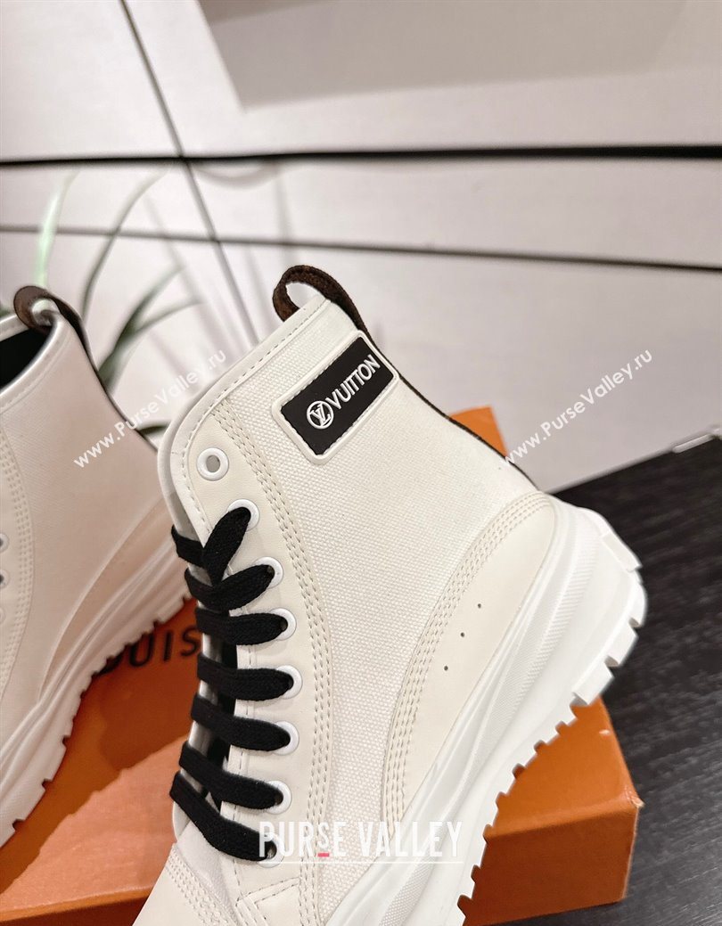 Louis Vuitton Canvas and Leather High Top Sneakers White/Black 2025 LV082903 (MD-250829046)