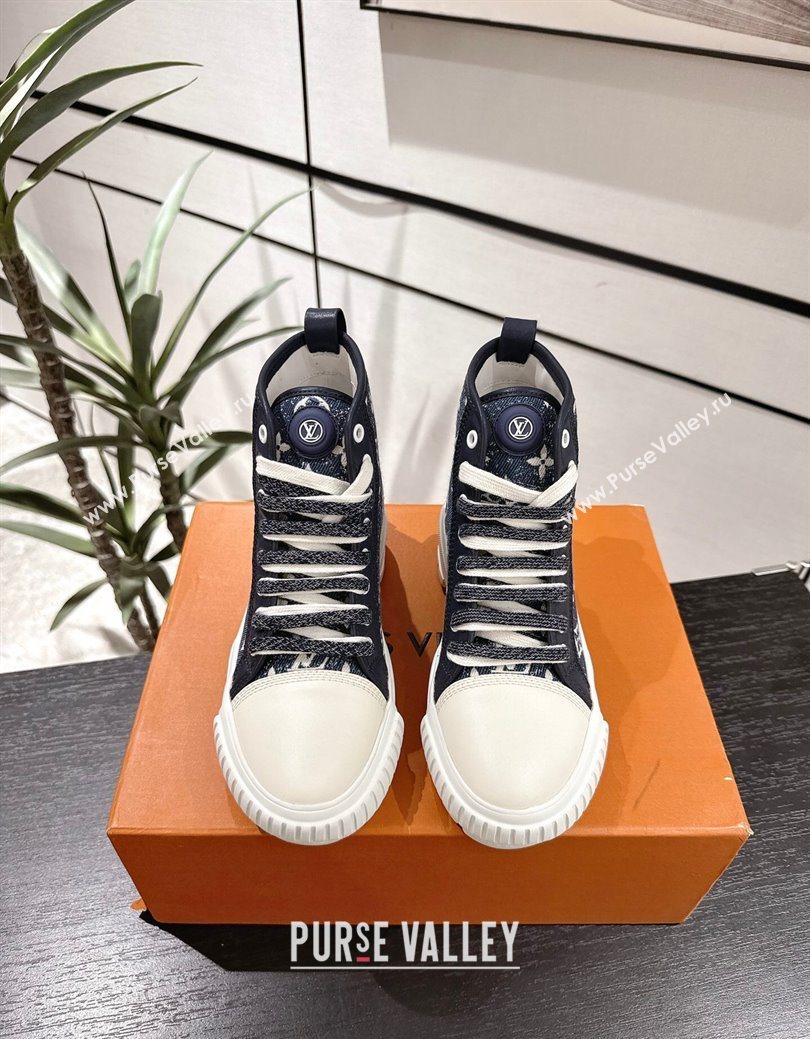 Louis Vuitton Monogram Jacquemus High Top Sneakers Dark Blue 2025 LV082903 (MD-250829047)