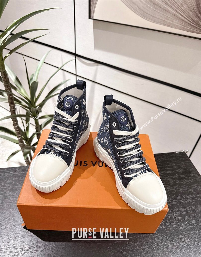Louis Vuitton Monogram Jacquemus High Top Sneakers Dark Blue 2025 LV082903 (MD-250829047)