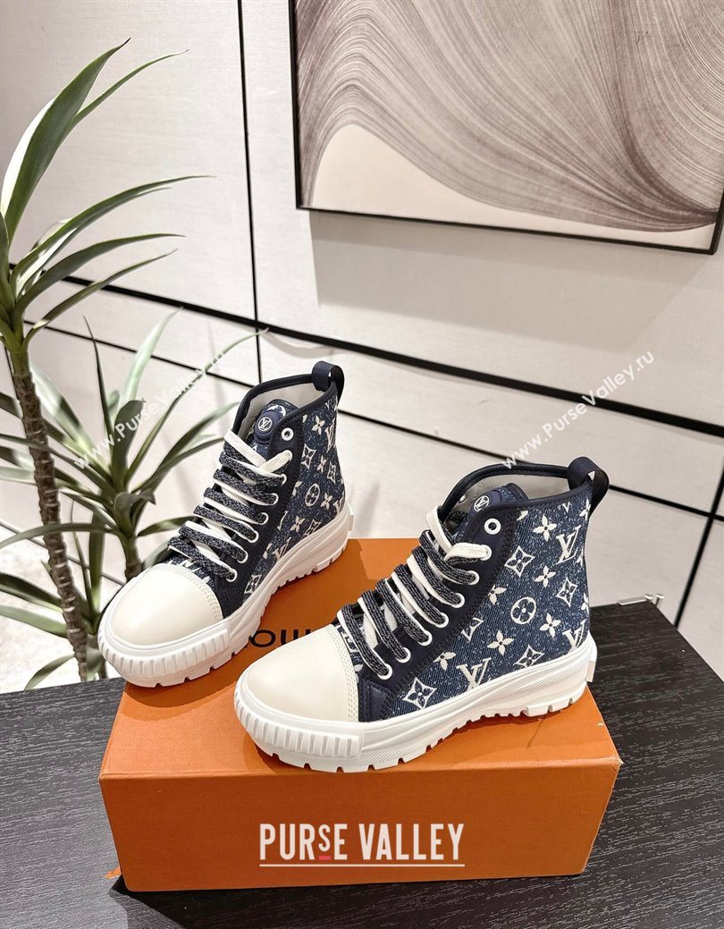 Louis Vuitton Monogram Jacquemus High Top Sneakers Dark Blue 2025 LV082903 (MD-250829047)