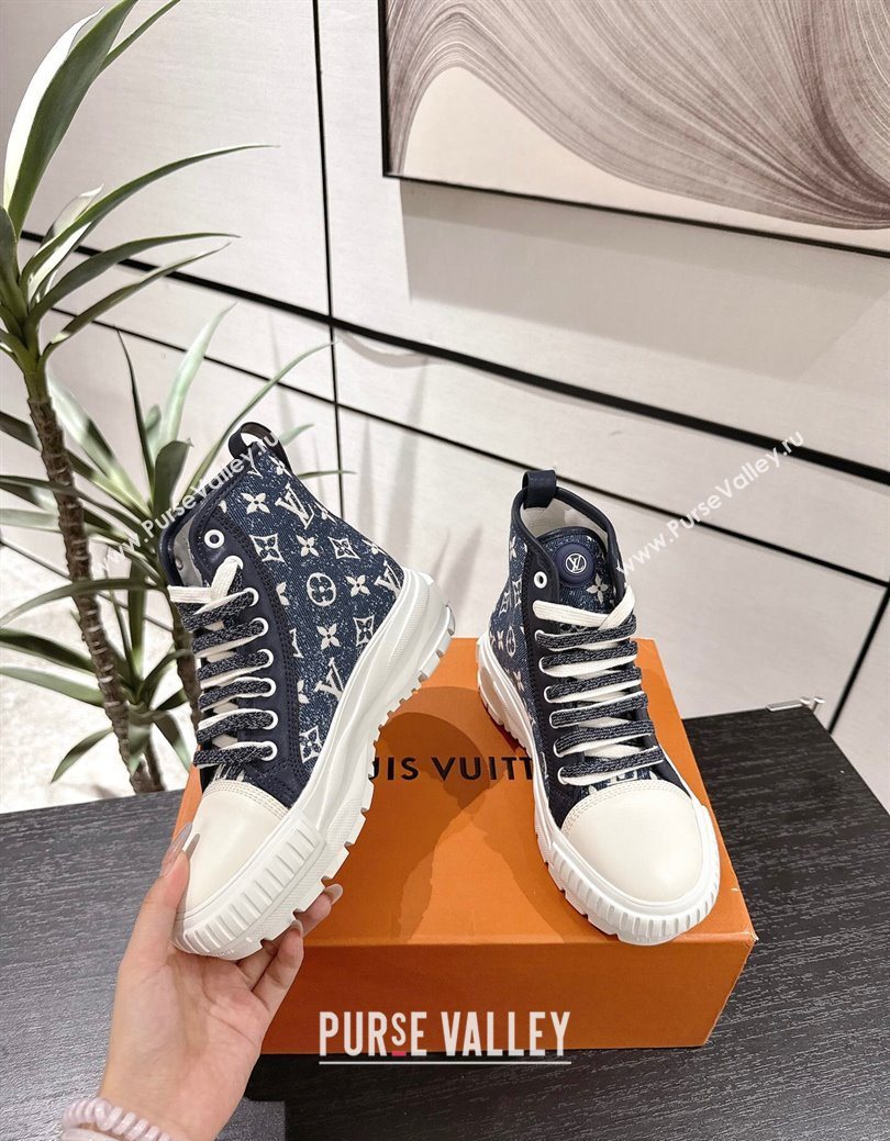 Louis Vuitton Monogram Jacquemus High Top Sneakers Dark Blue 2025 LV082903 (MD-250829047)