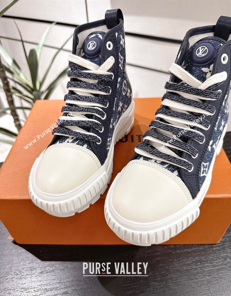 Louis Vuitton Monogram Jacquemus High Top Sneakers Dark Blue 2025 LV082903 (MD-250829047)