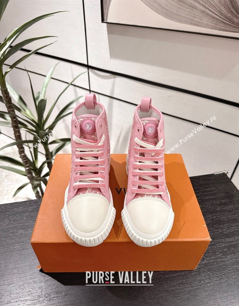 Louis Vuitton Monogram Jacquemus High Top Sneakers White/Pink 2025 LV082903 (MD-250829049)