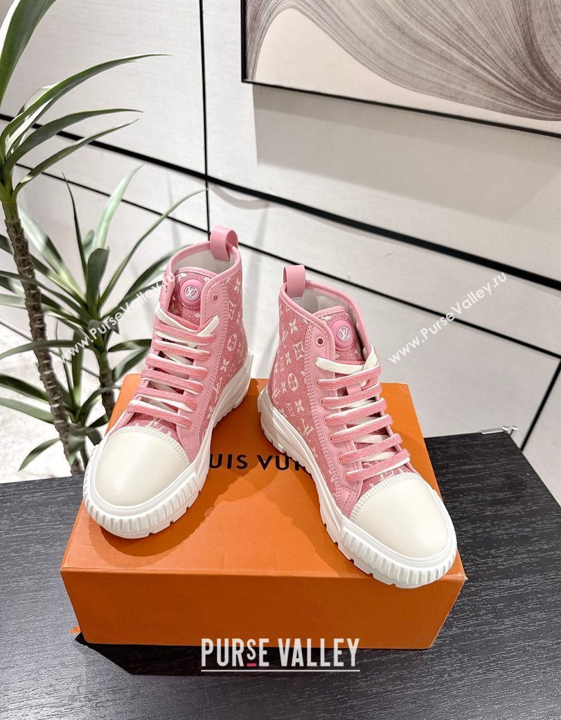 Louis Vuitton Monogram Jacquemus High Top Sneakers White/Pink 2025 LV082903 (MD-250829049)