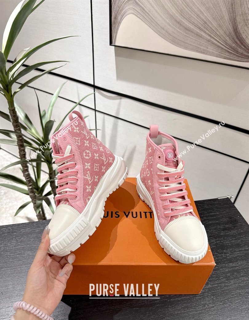 Louis Vuitton Monogram Jacquemus High Top Sneakers White/Pink 2025 LV082903 (MD-250829049)