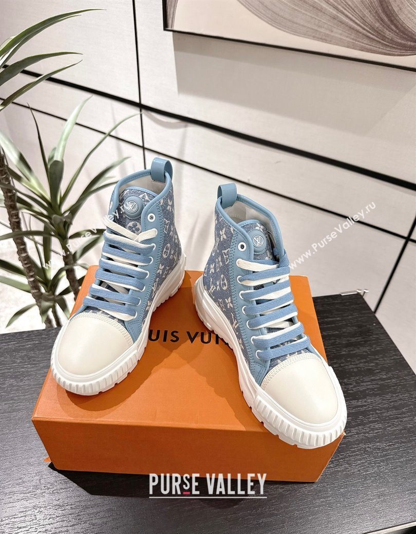 Louis Vuitton Monogram Jacquemus High Top Sneakers Light Blue 2025 LV082903 (MD-250829051)