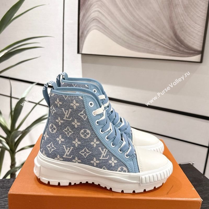 Louis Vuitton Monogram Jacquemus High Top Sneakers Light Blue 2025 LV082903 (MD-250829051)