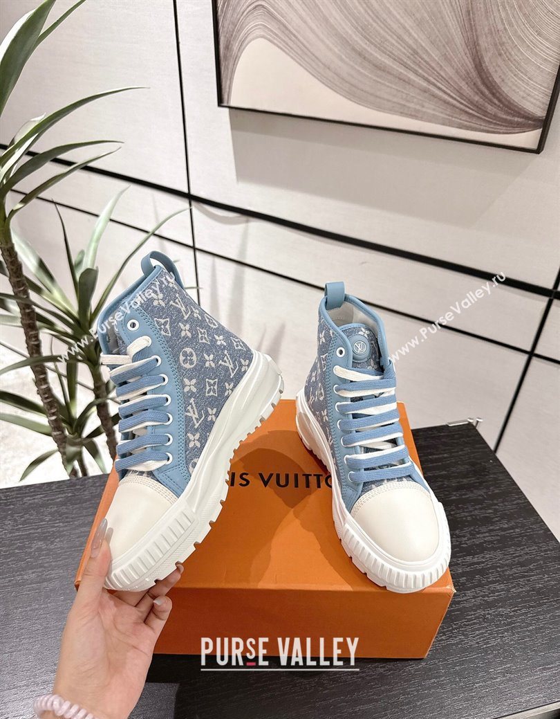 Louis Vuitton Monogram Jacquemus High Top Sneakers Light Blue 2025 LV082903 (MD-250829051)