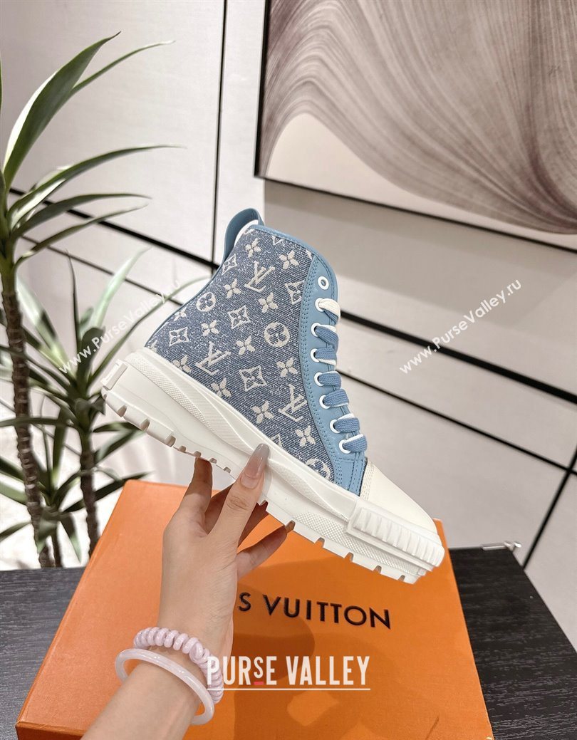 Louis Vuitton Monogram Jacquemus High Top Sneakers Light Blue 2025 LV082903 (MD-250829051)
