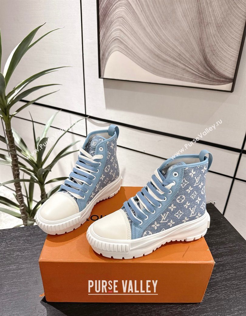 Louis Vuitton Monogram Jacquemus High Top Sneakers Light Blue 2025 LV082903 (MD-250829051)