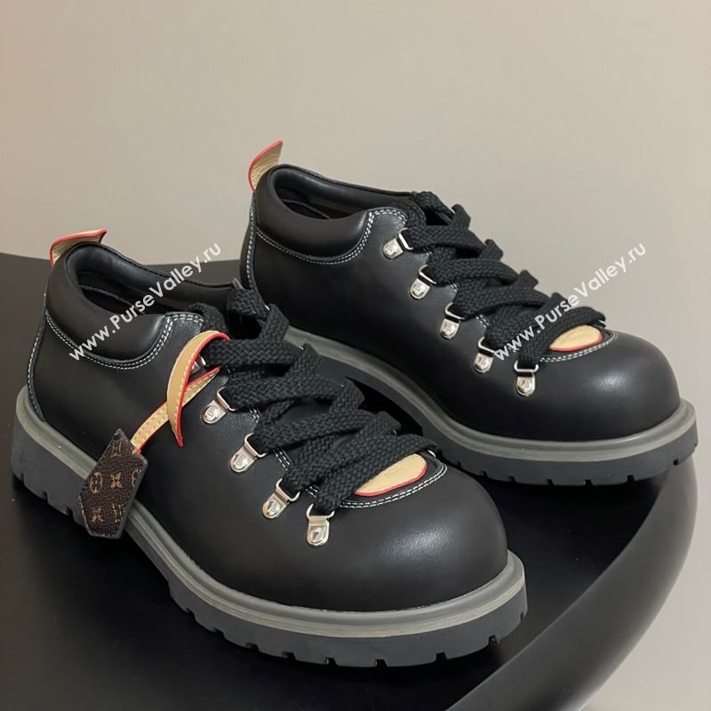 Louis Vuitton LV Remix Derby Lace-Ups Shoes 5cm in Plain Leather Black 2025 1AIJ63 (MD-250829060)