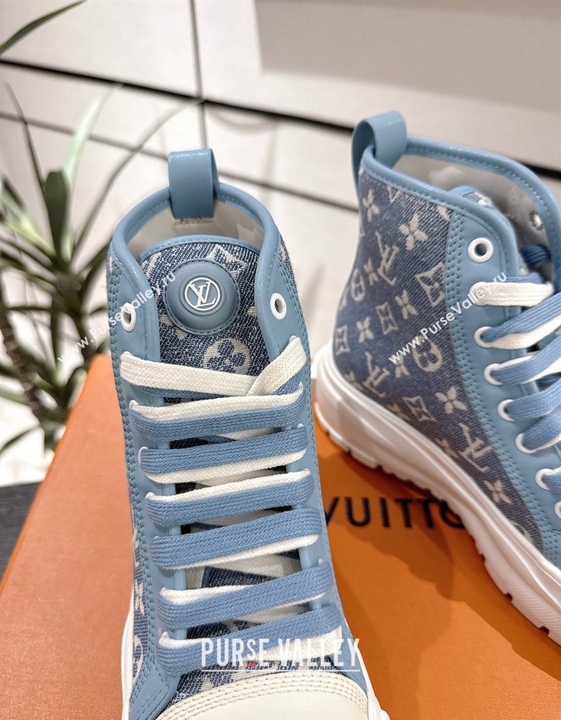 Louis Vuitton Monogram Jacquemus High Top Sneakers Light Blue 2025 LV082903 (MD-250829051)
