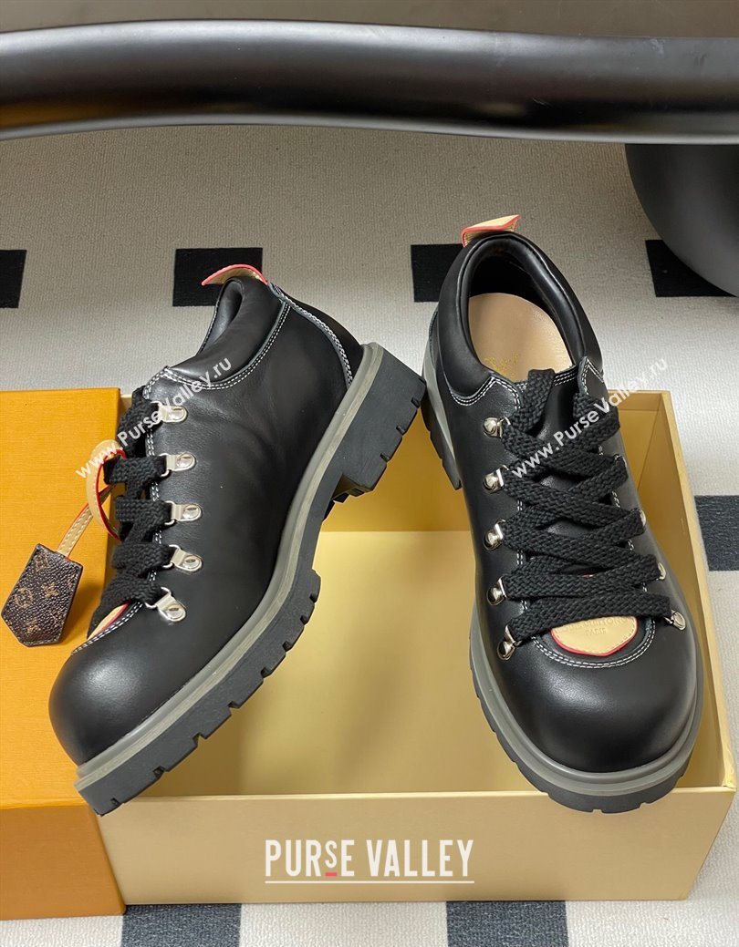 Louis Vuitton LV Remix Derby Lace-Ups Shoes 5cm in Plain Leather Black 2025 1AIJ63 (MD-250829060)
