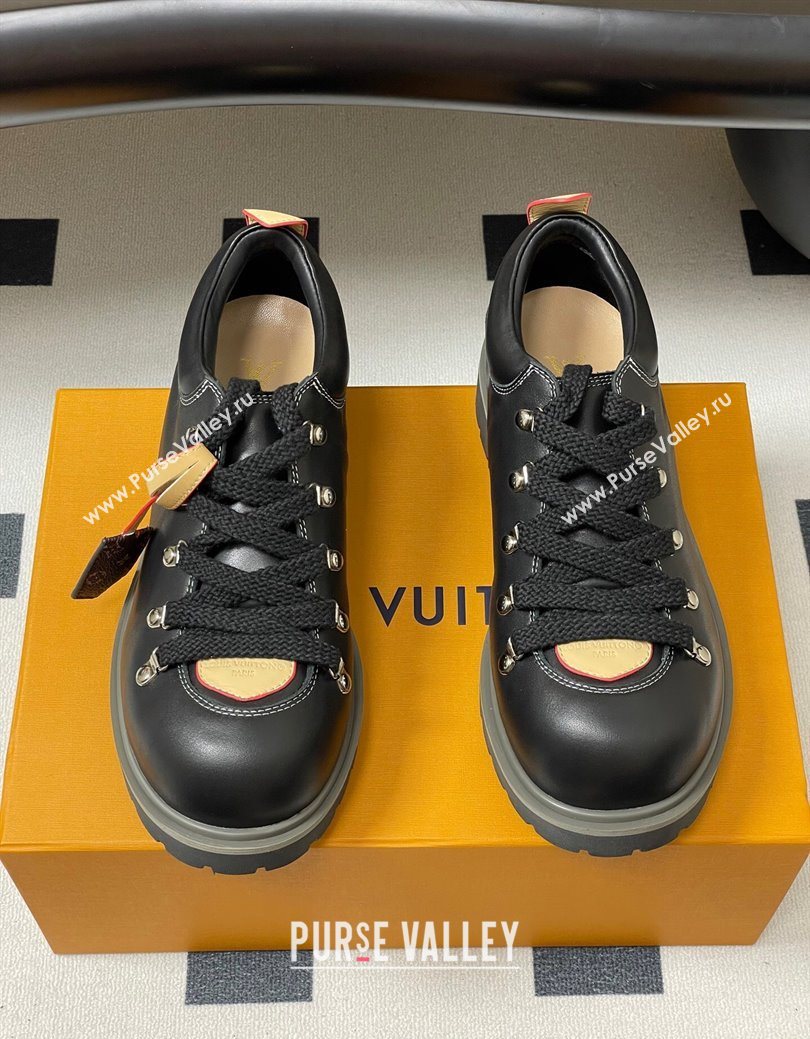 Louis Vuitton LV Remix Derby Lace-Ups Shoes 5cm in Plain Leather Black 2025 1AIJ63 (MD-250829060)