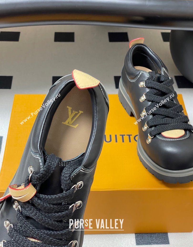 Louis Vuitton LV Remix Derby Lace-Ups Shoes 5cm in Plain Leather Black 2025 1AIJ63 (MD-250829060)