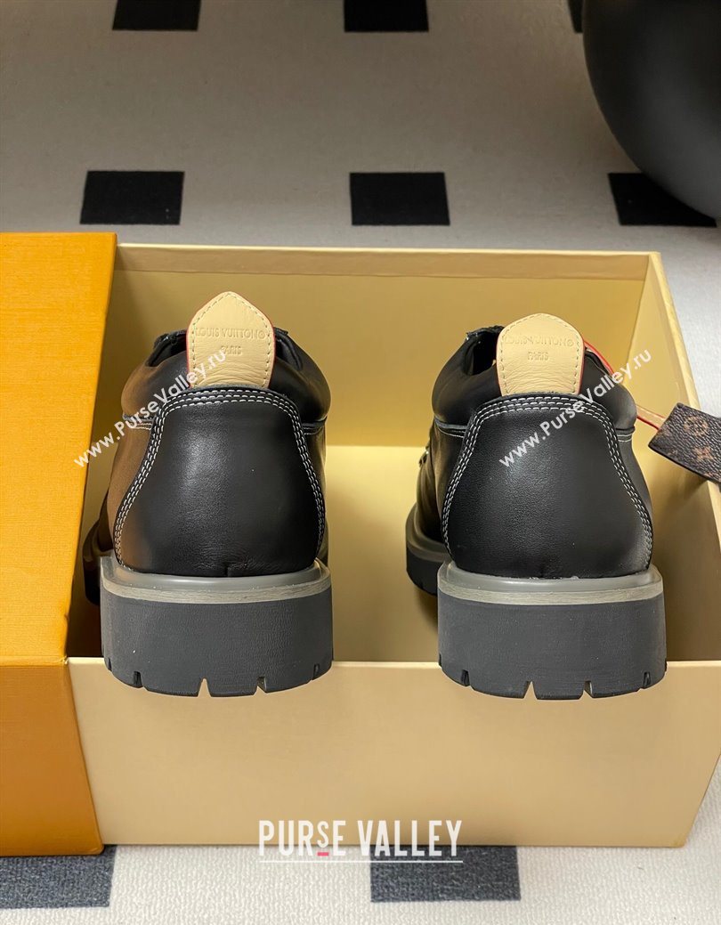 Louis Vuitton LV Remix Derby Lace-Ups Shoes 5cm in Plain Leather Black 2025 1AIJ63 (MD-250829060)