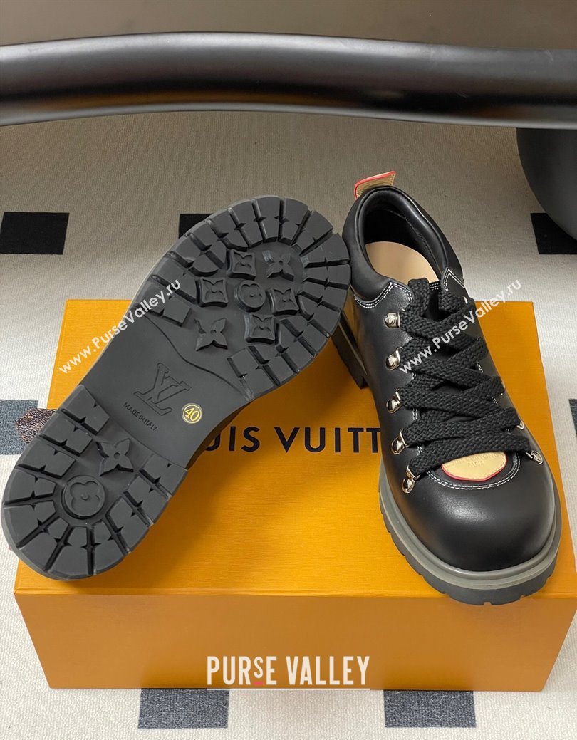 Louis Vuitton LV Remix Derby Lace-Ups Shoes 5cm in Plain Leather Black 2025 1AIJ63 (MD-250829060)