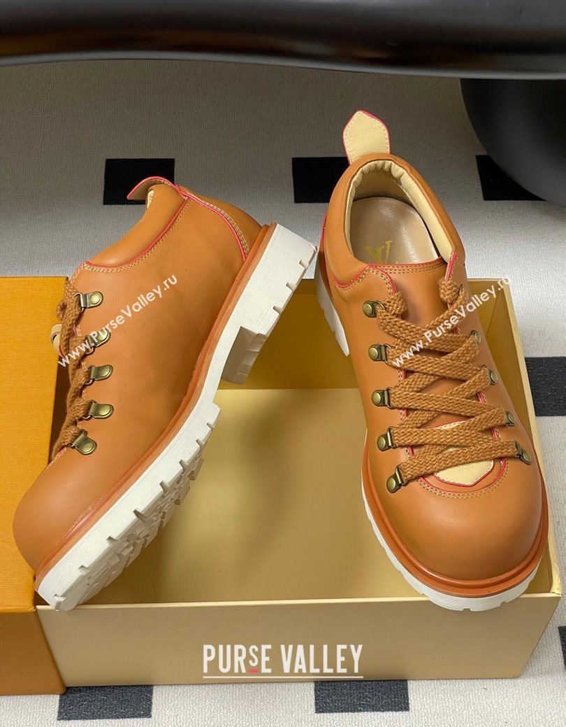 Louis Vuitton LV Remix Derby Lace-Ups Shoes 5cm in Plain Leather Brown 2025 1AIJ63 (MD-250829064)