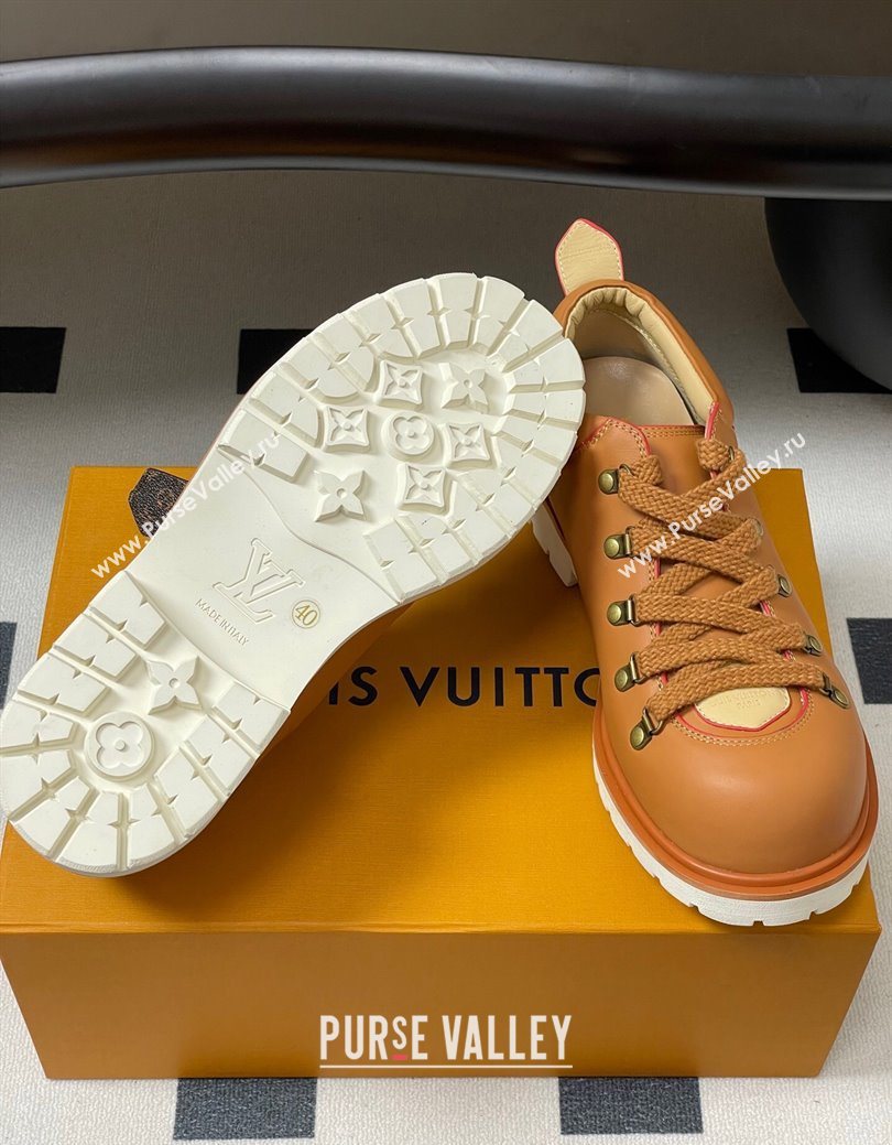 Louis Vuitton LV Remix Derby Lace-Ups Shoes 5cm in Plain Leather Brown 2025 1AIJ63 (MD-250829064)