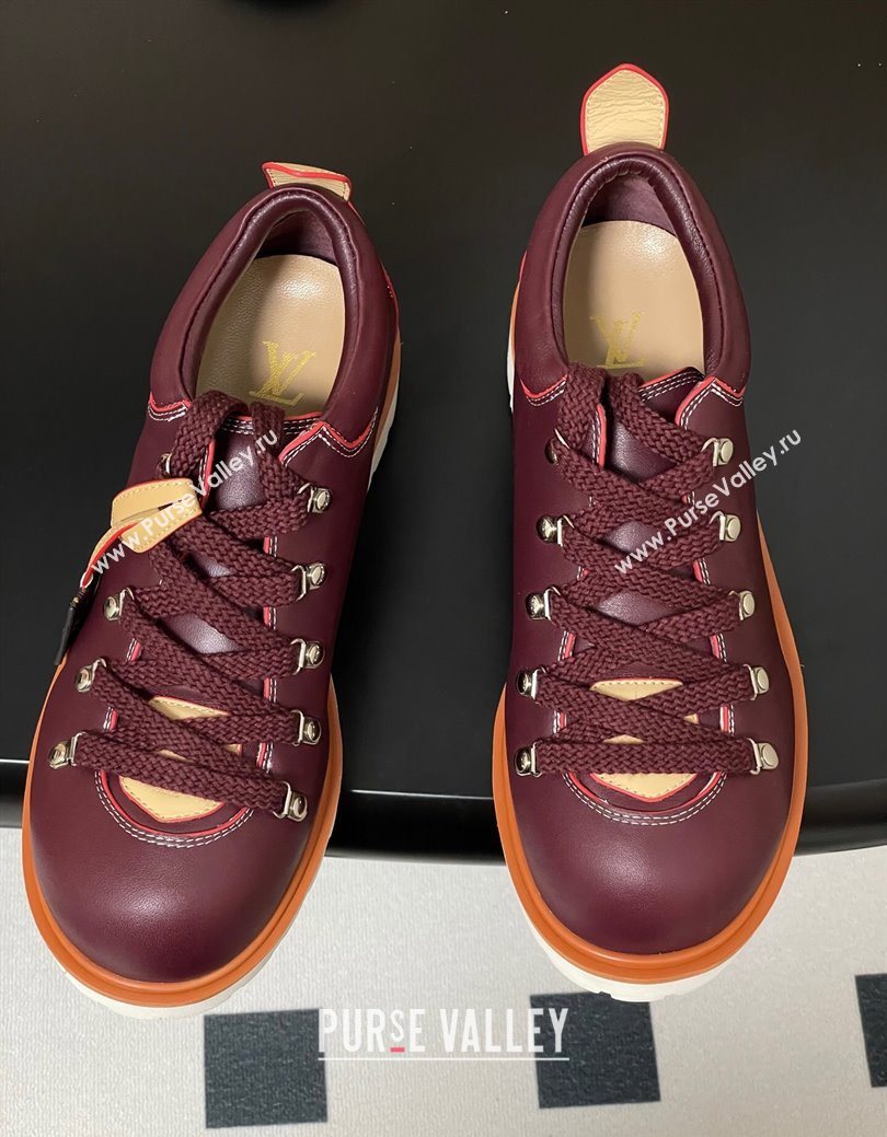 Louis Vuitton LV Remix Derby Lace-Ups Shoes 5cm in Plain Leather Burgundy 2025 1AIJ63 (MD-250829065)