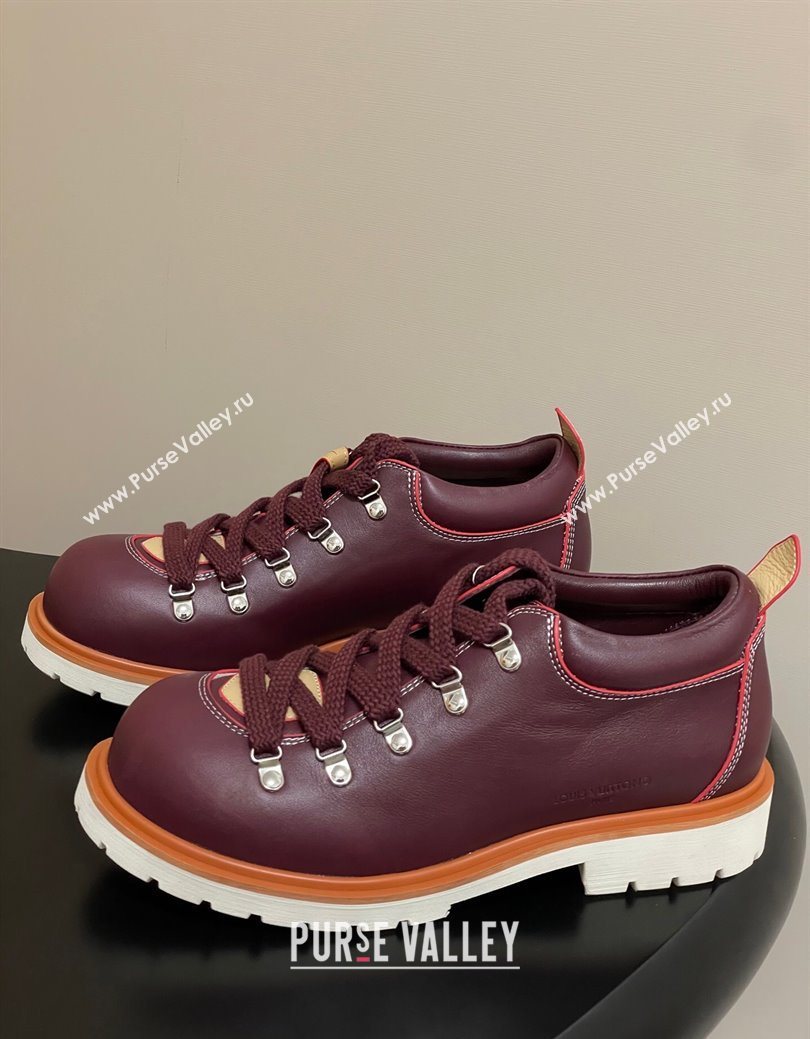 Louis Vuitton LV Remix Derby Lace-Ups Shoes 5cm in Plain Leather Burgundy 2025 1AIJ63 (MD-250829065)